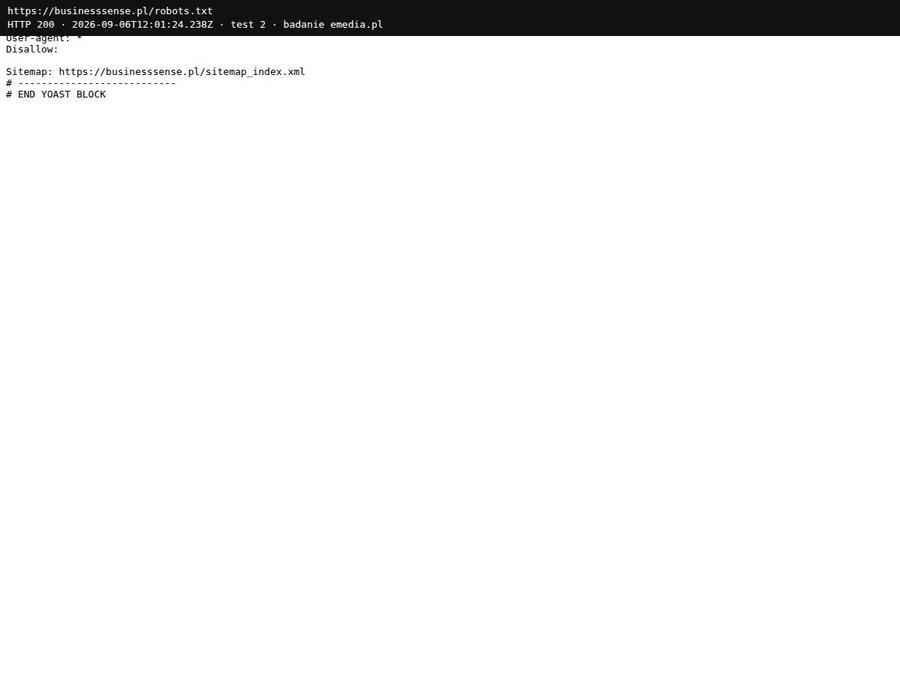 Plik robots.txt w przeglądarce, Business Sense