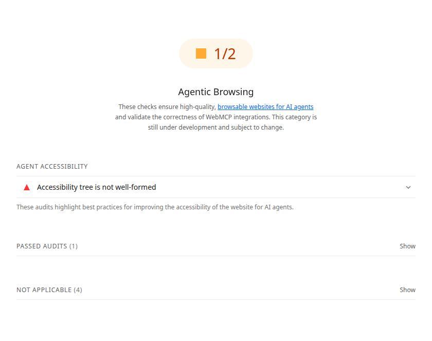 Sekcja Agentic Browsing w Lighthouse, Grupa TENSE