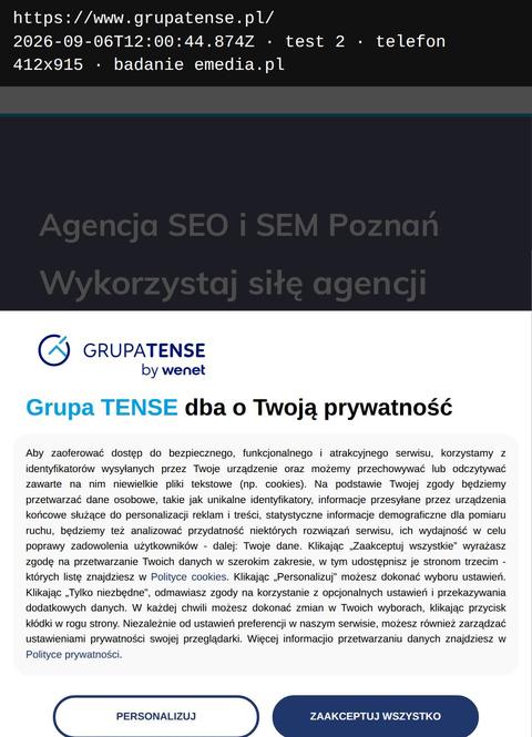 Strona główna na telefonie, Grupa TENSE