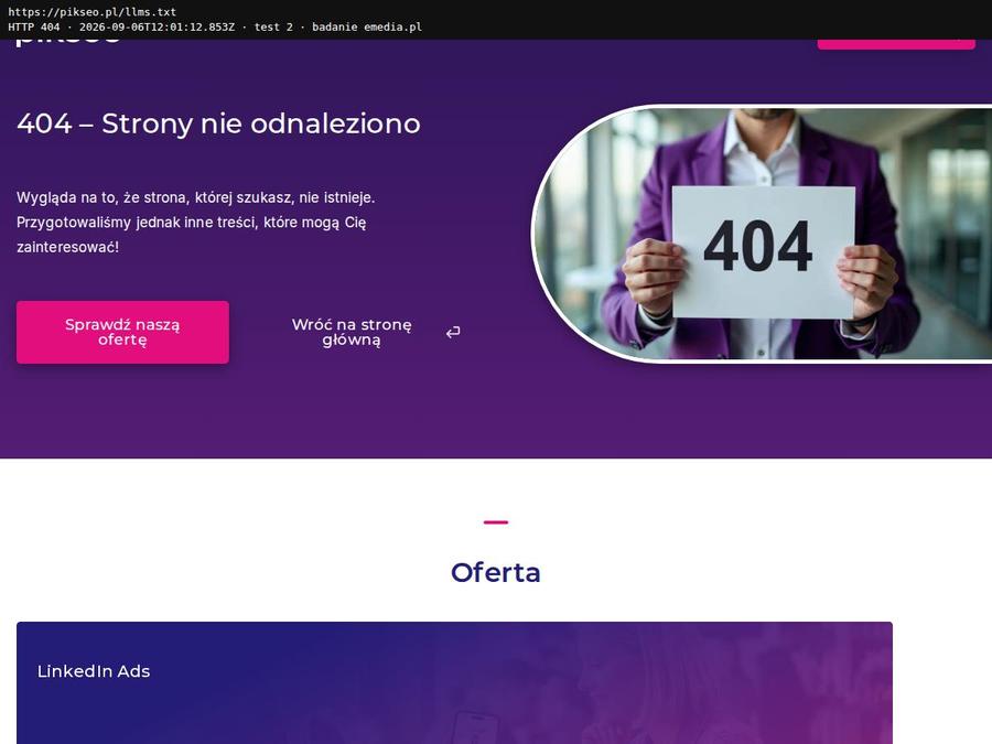 Adres /llms.txt w przeglądarce, Pikseo
