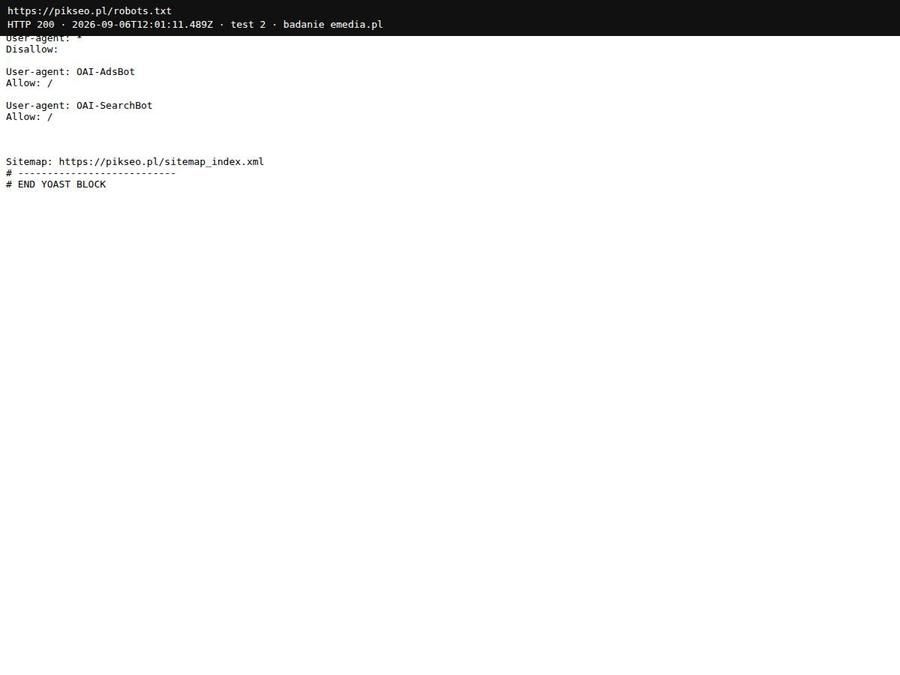 Plik robots.txt w przeglądarce, Pikseo