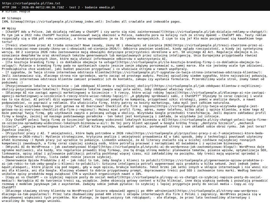 Adres /llms.txt w przeglądarce, Virtual People