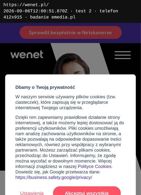 Strona główna na telefonie, WeNet Group