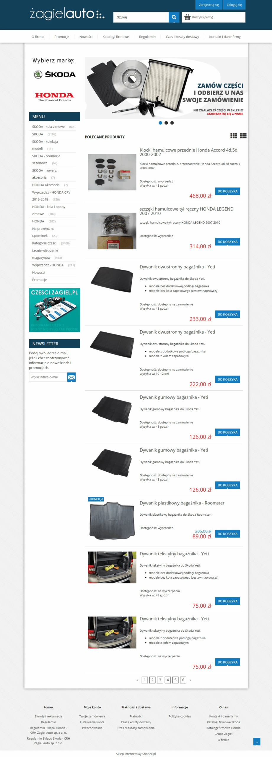 Sklep internetowy czesci.zagielauto.pl - zrzut desktop