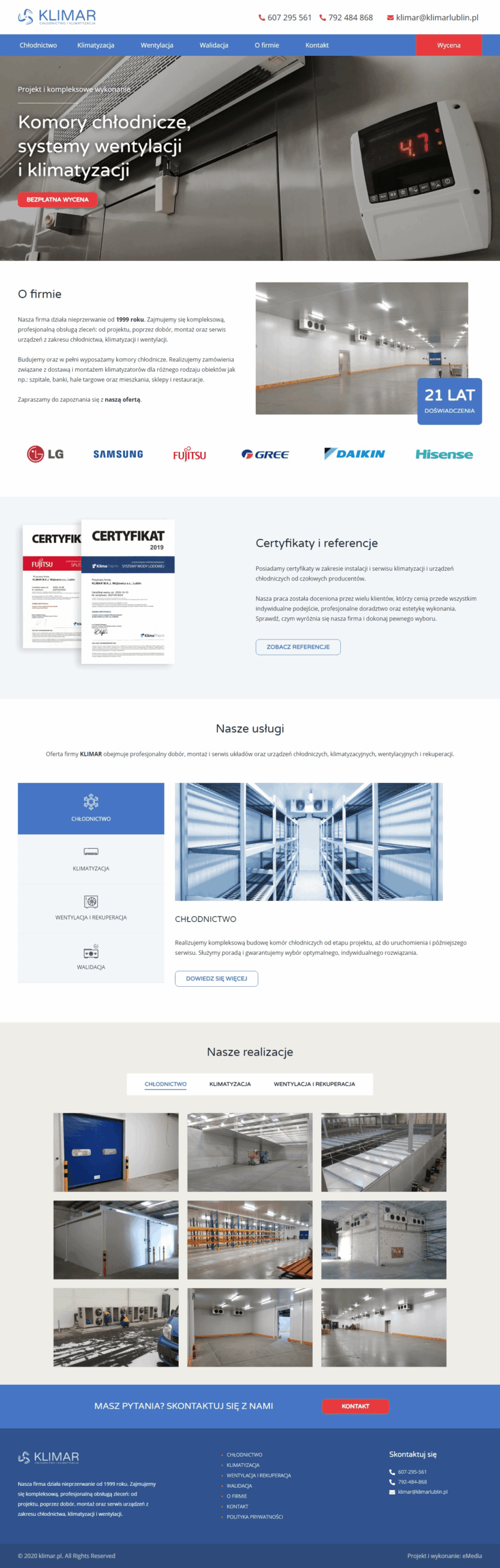 Strona internetowa klimarlublin.pl - zrzut desktop
