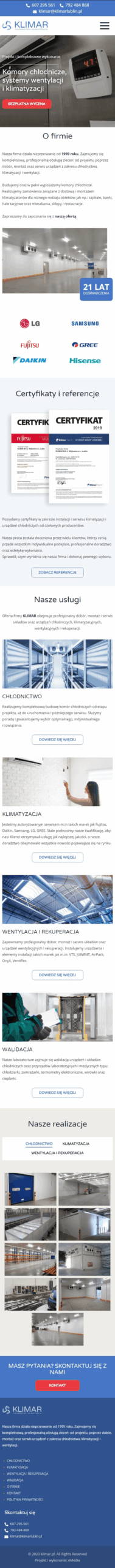 Strona internetowa klimarlublin.pl - zrzut mobile