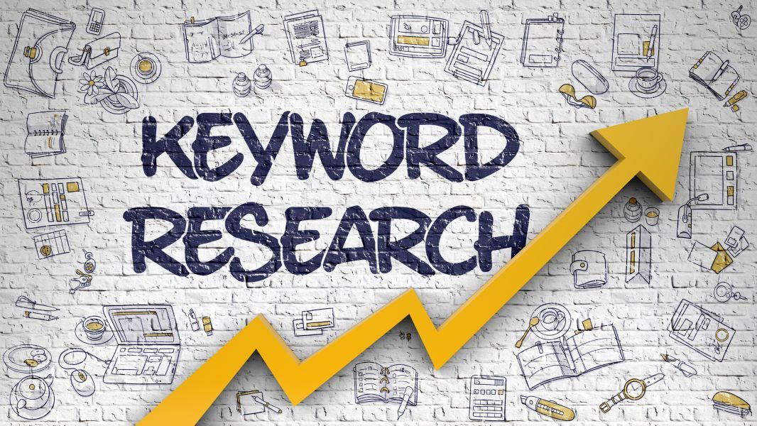 Keyword Research Drawn On White Brickwall. 3d.