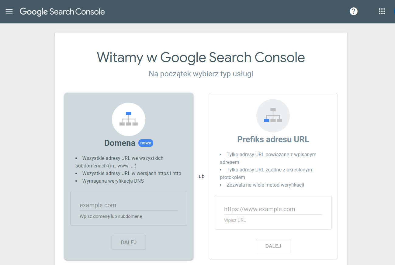 Konfiguracja Google Search Console