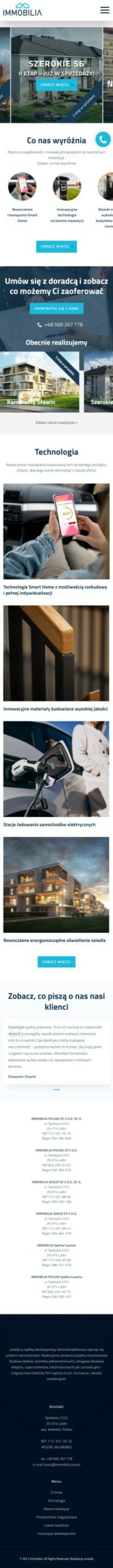 Strona internetowa immobilia.com.pl - zrzut mobile