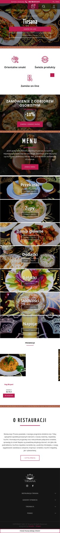 Sklep internetowy tirsana.pl - zrzut mobile