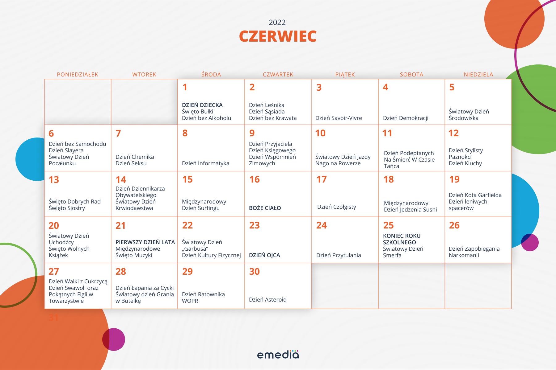 Kartka Z Kalendarza Czerwiec 1