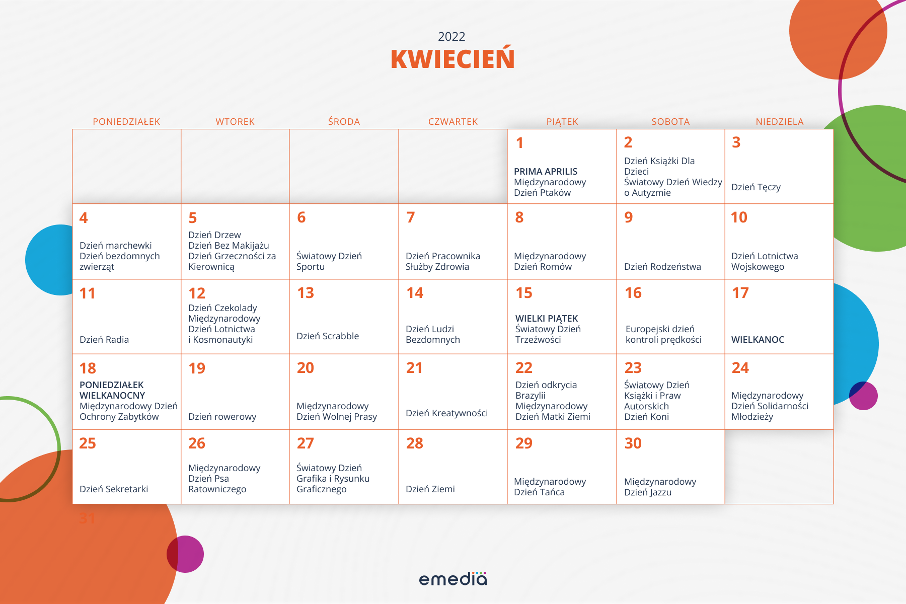 Kartka Z Kalendarza Kwiecien 2