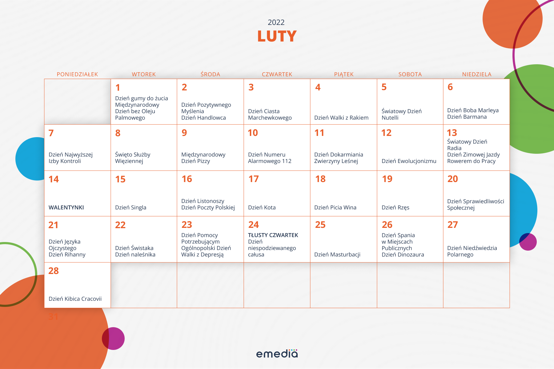 Kartka Z Kalendarza Luty 1