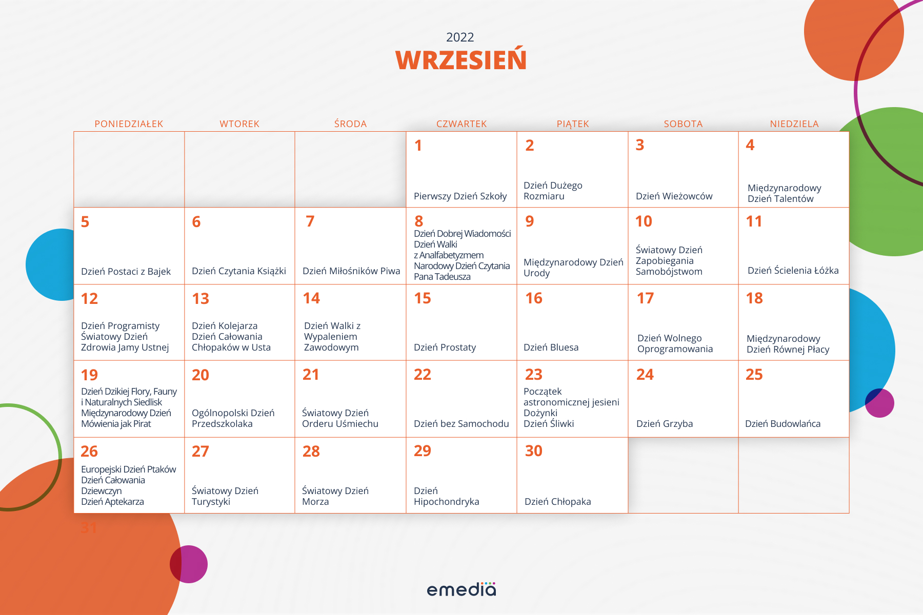 Kartka Z Kalendarza Wrzesien