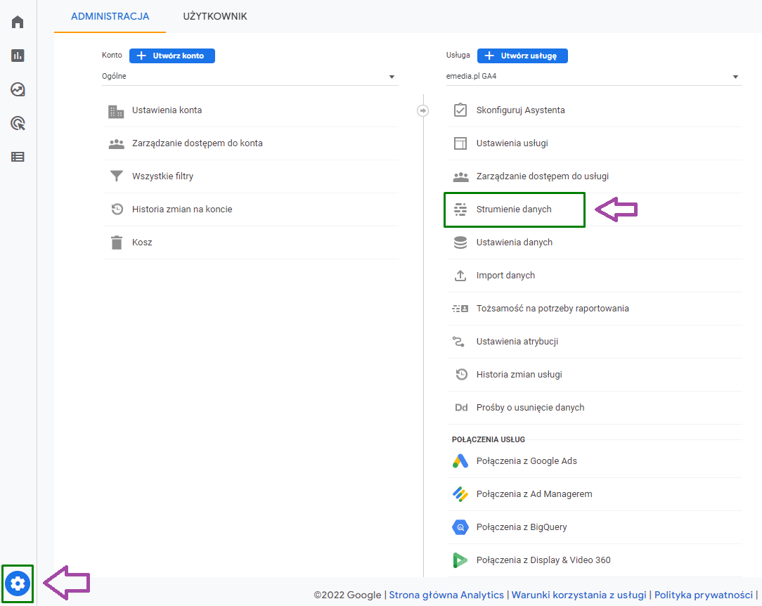 identyfikator pozyskany ze skonfigurowanego Google Analytics 4