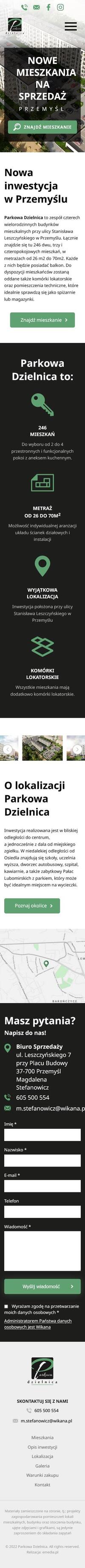Strona internetowa parkowadzielnica.pl - zrzut mobile