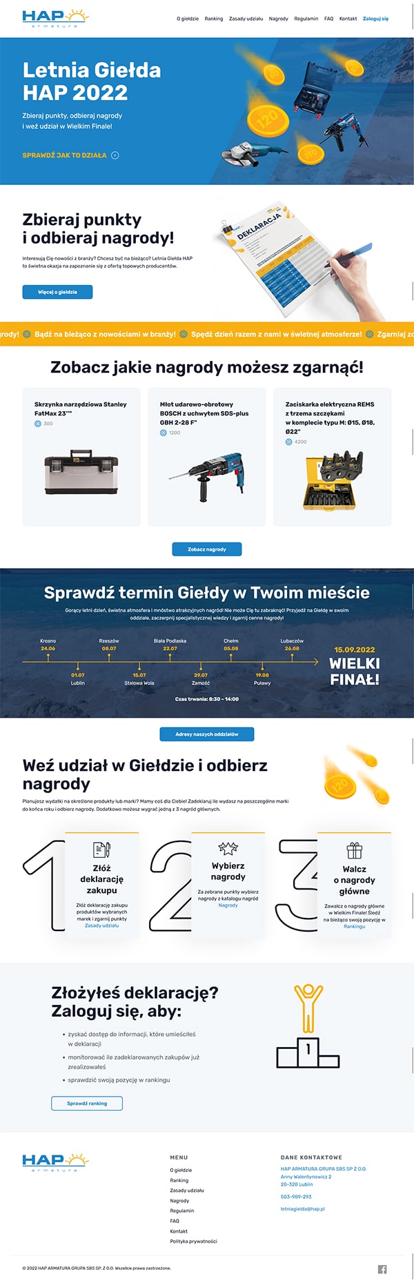 Strona internetowa letniagielda.hap.pl - zrzut desktop