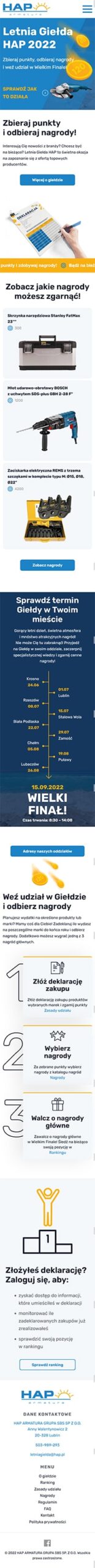 Strona internetowa letniagielda.hap.pl - zrzut mobile