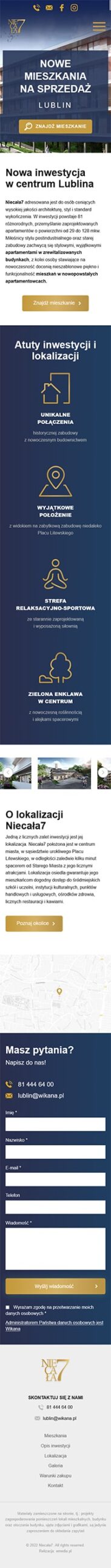 Strona internetowa niecala7.eu - zrzut mobile