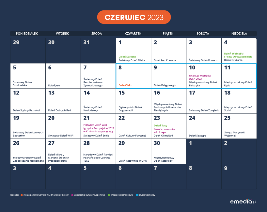 Kalendarz Marketingowy Czerwiec 2023