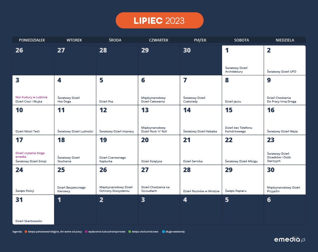 Kalendarz Marketingowy Lipiec 2023