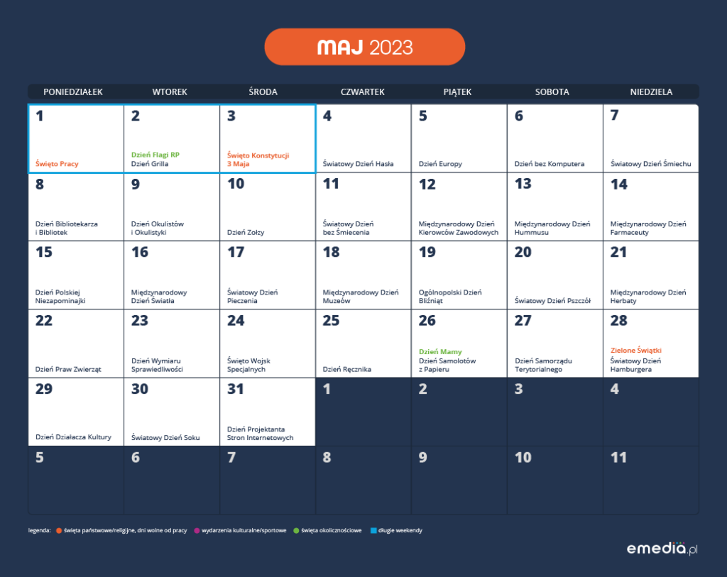 Kalendarz Marketingowy Maj 2023