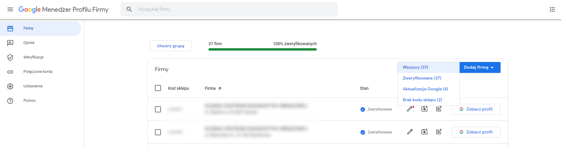 Google Moje Firma Menedzer Firm