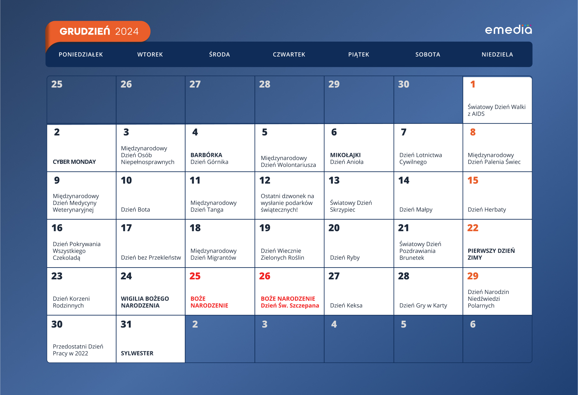 Kalendarz marketingowy 2024 grudzień