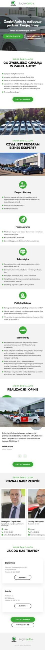 Strona internetowa flota.zagielauto.pl - zrzut mobile