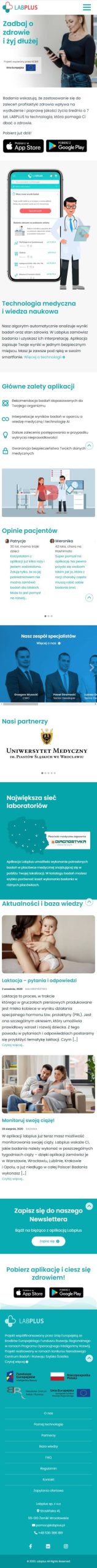 Strona internetowa labplus.pl - zrzut mobile