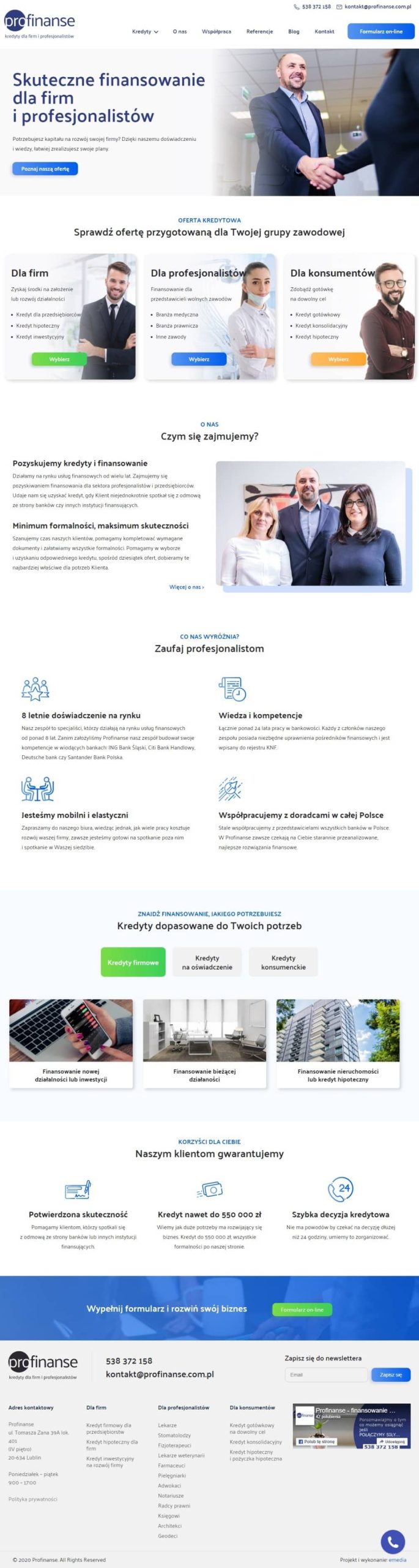 Strona internetowa profinanse.com.pl - zrzut desktop