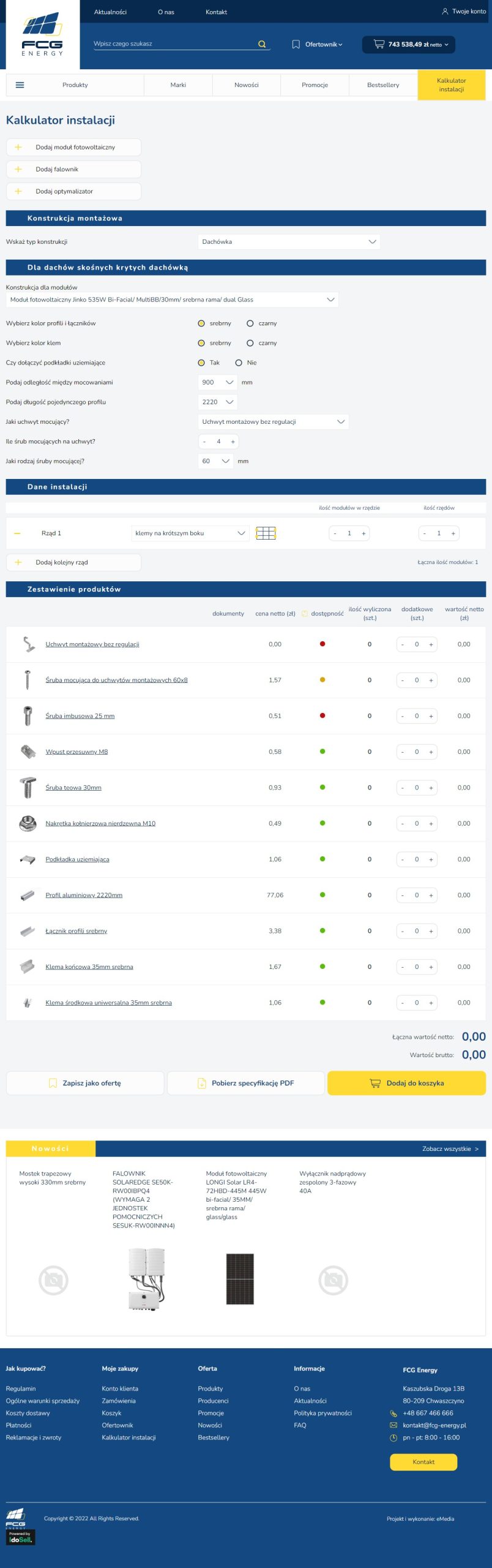FCG Energy – internetowy system sprzedaży b2b - zrzut desktop