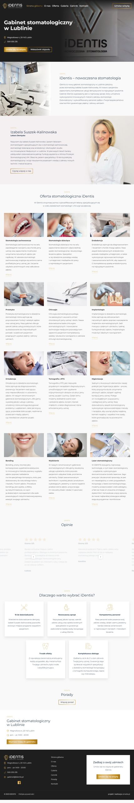 Identis – gabinet stomatologiczny - zrzut desktop