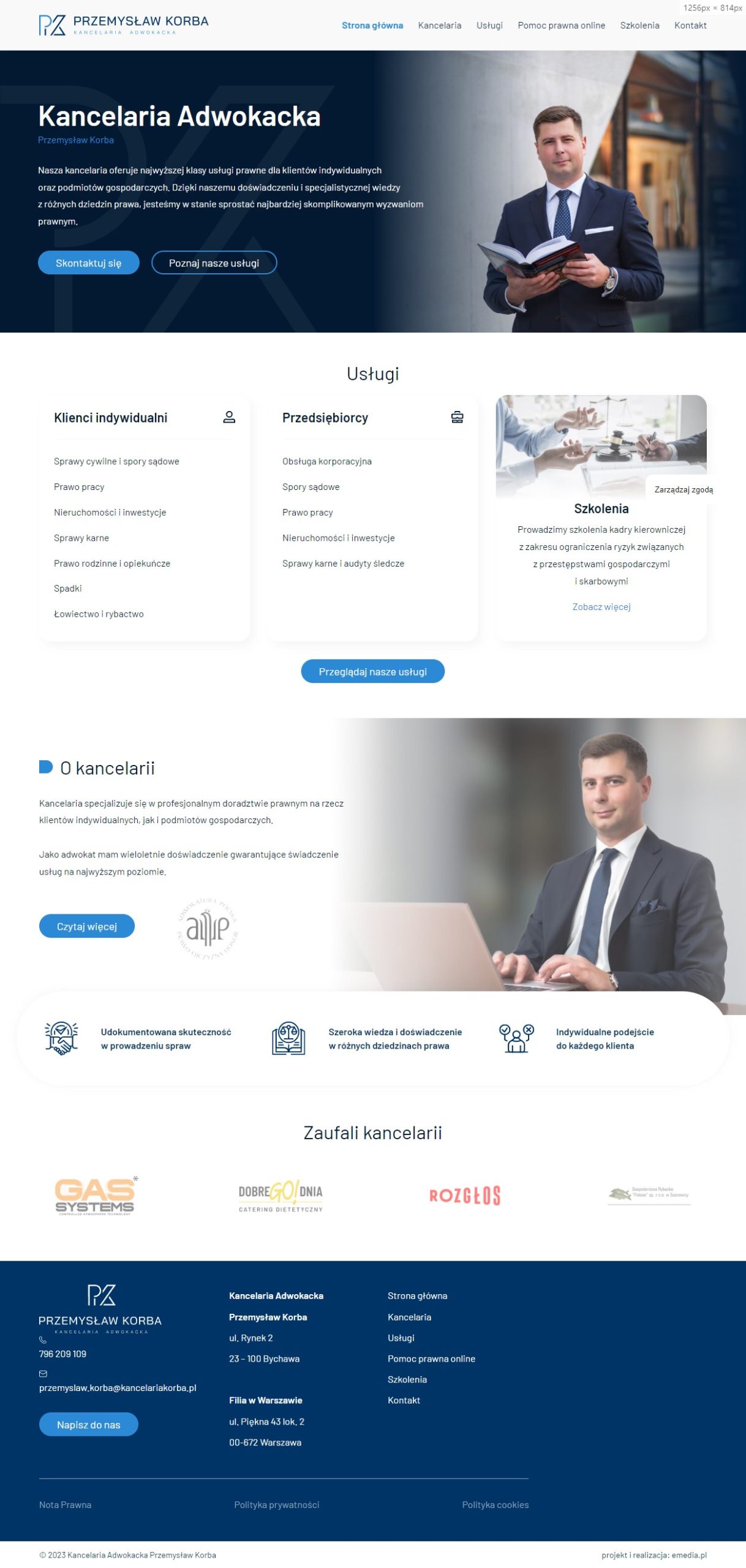 Przemysław Korba – strona kancelarii adwokackiej - zrzut desktop