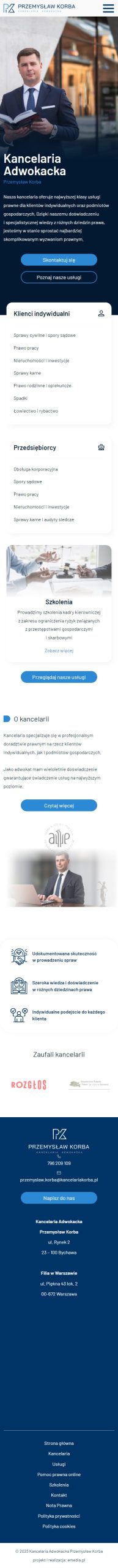 Przemysław Korba – strona kancelarii adwokackiej - zrzut mobile