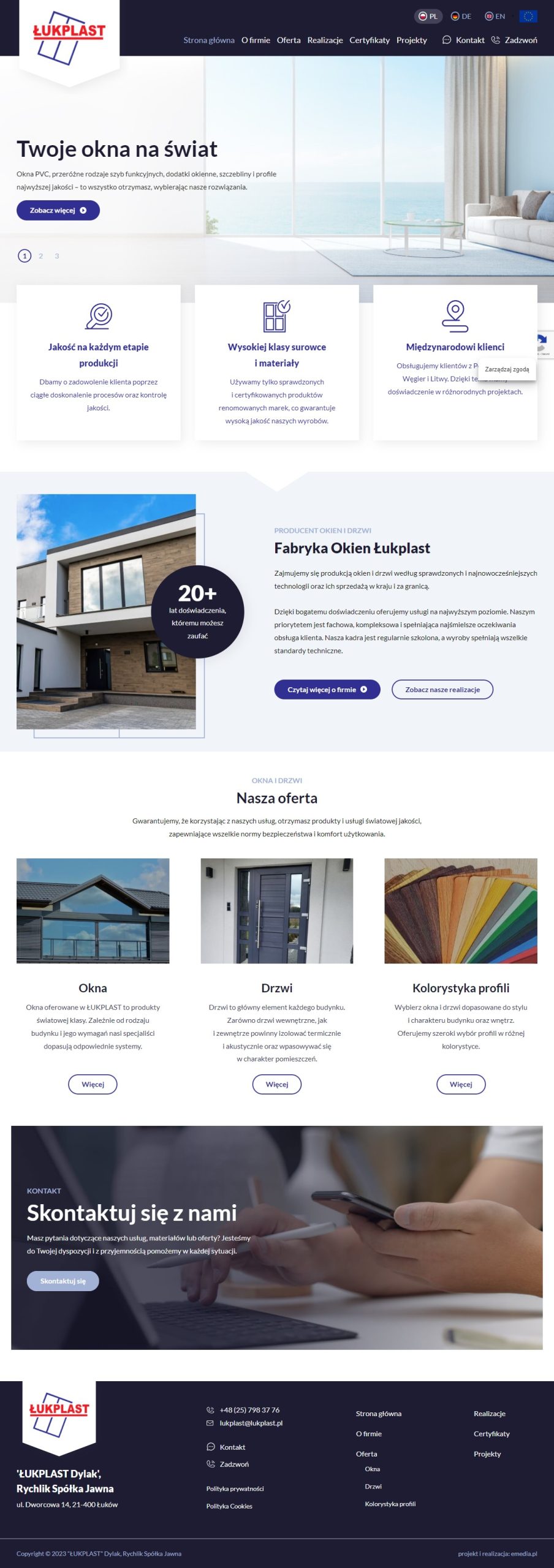 Łukplast – fabryka okien i drzwi PCV i AL - zrzut desktop