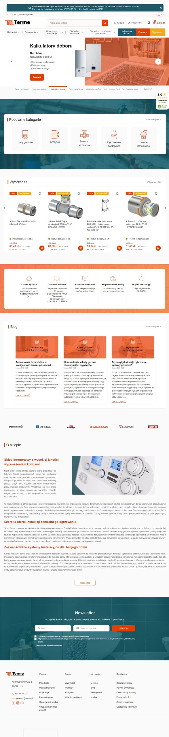 Terme.pl – sklep z techniką grzewczą i sanitarną - zrzut desktop
