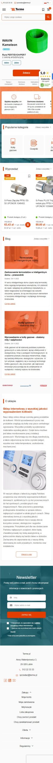 Terme.pl – sklep z techniką grzewczą i sanitarną - zrzut mobile