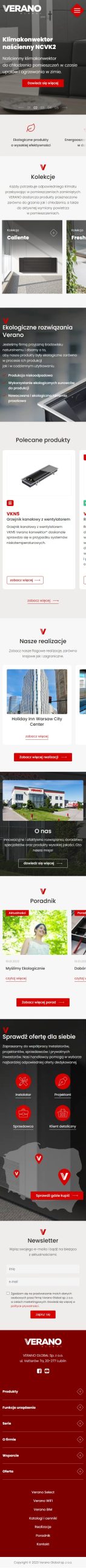 Verano Global – producent grzejników kanałowych i rekuperacji - zrzut mobile