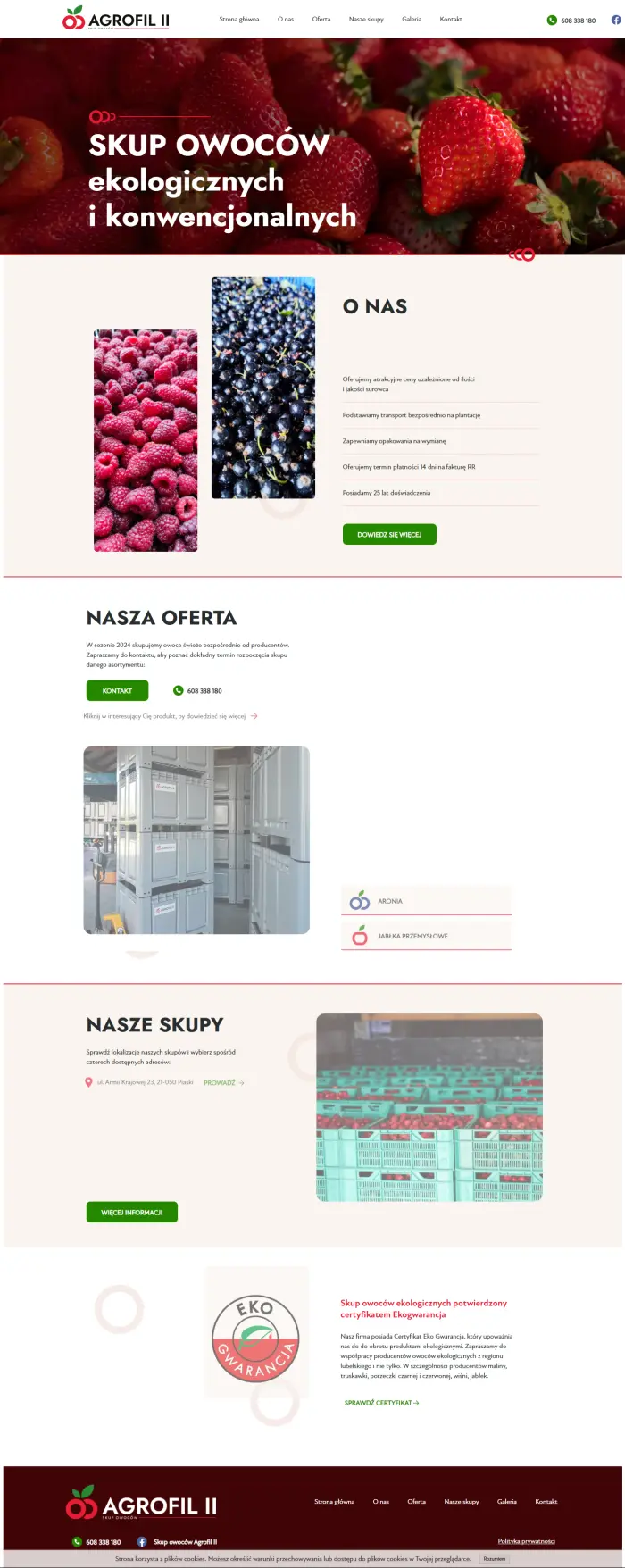 agrofil.pl – strona www firmy usługowej - zrzut desktop