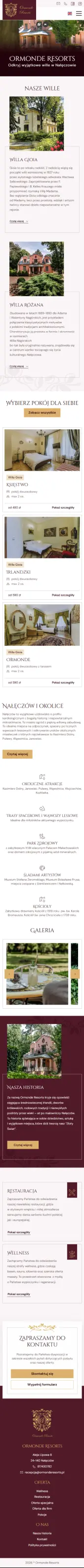 ormonderesorts.pl – storna hotelu w Nałęczowie - zrzut mobile