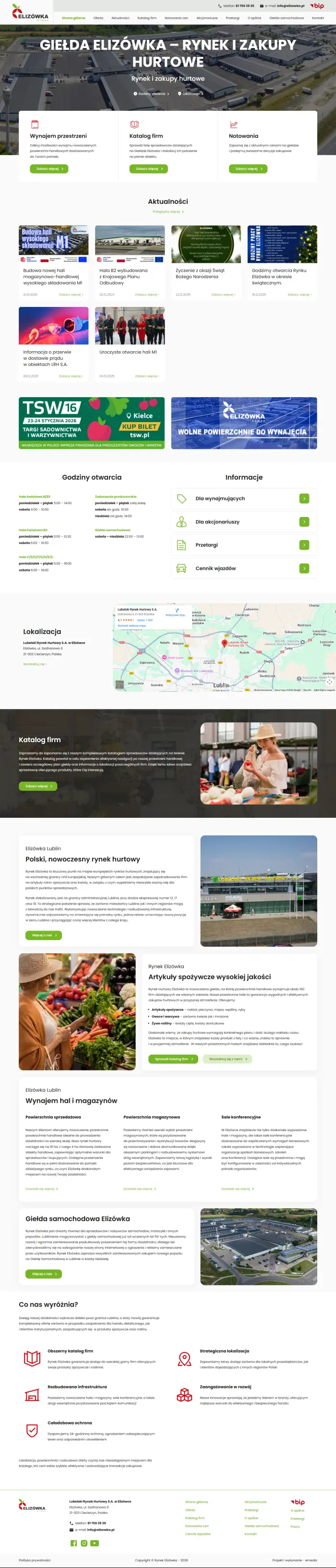 elizowka.pl – strona Lubleskiego Rynku Hurtowego - zrzut desktop