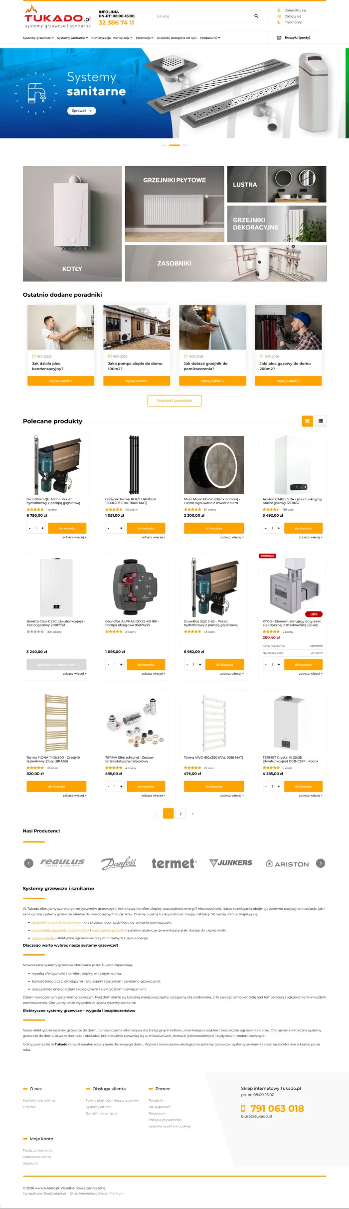 tukado.pl – sklep internetowy z branży instalacyjnej - zrzut desktop