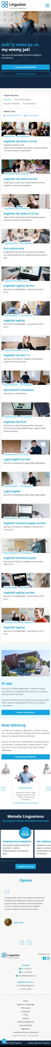 linguaton.pl – stronas szkoły językowej - zrzut mobile