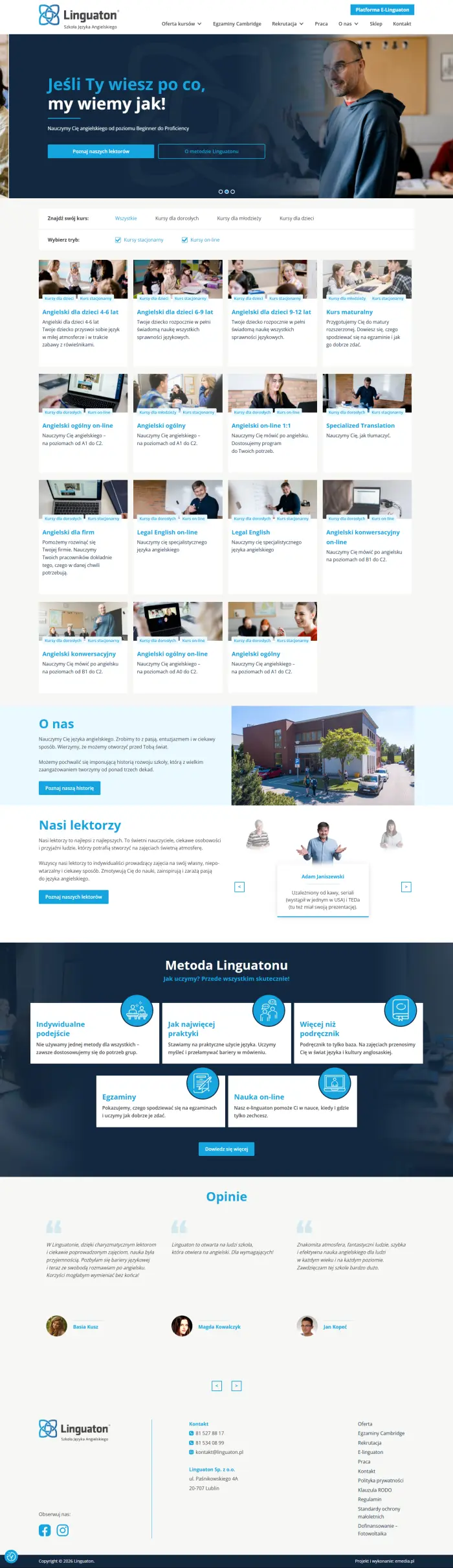 linguaton.pl – stronas szkoły językowej - zrzut desktop