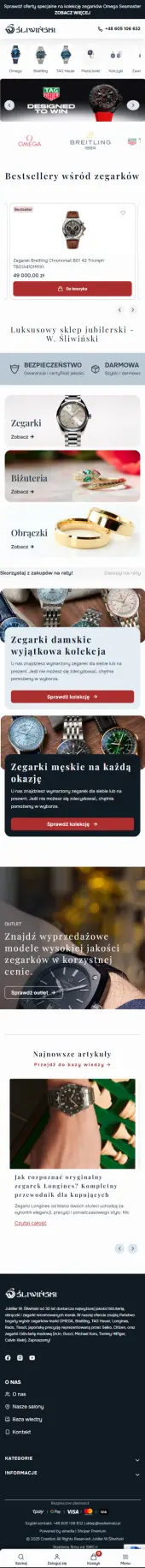 wsliwinski.pl – sklep internetowy z branży zegarków luksusowych - zrzut mobile