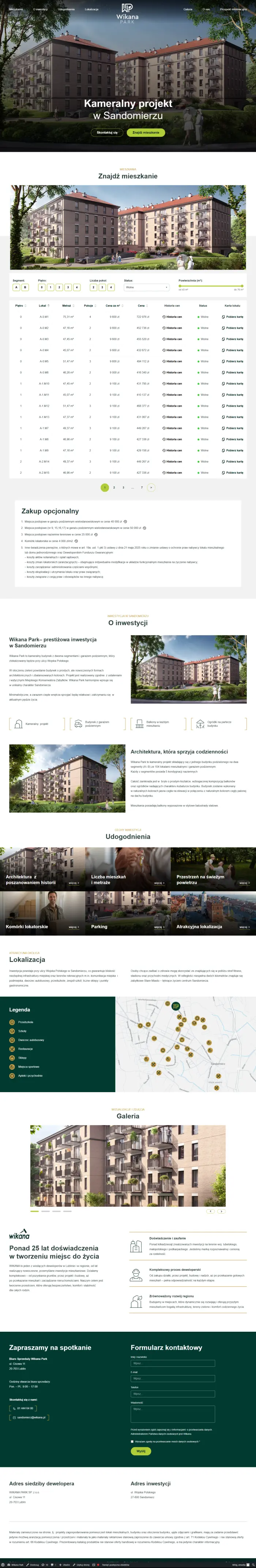 wikanapark.pl – strona inwestycji developerskiej - zrzut desktop