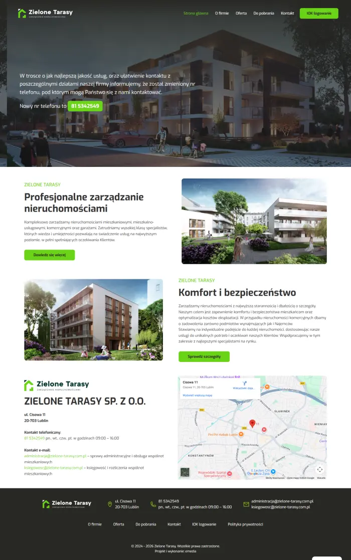 zielone-tarasy.com.pl – zarządzanie nieruchomościami - zrzut desktop