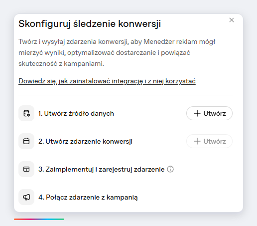 Cztery kroki konfiguracji śledzenia konwersji