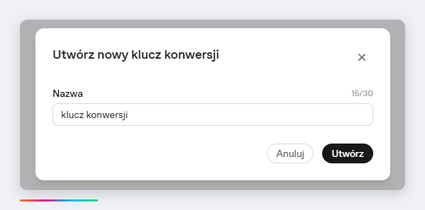 Tworzenie klucza konwersji